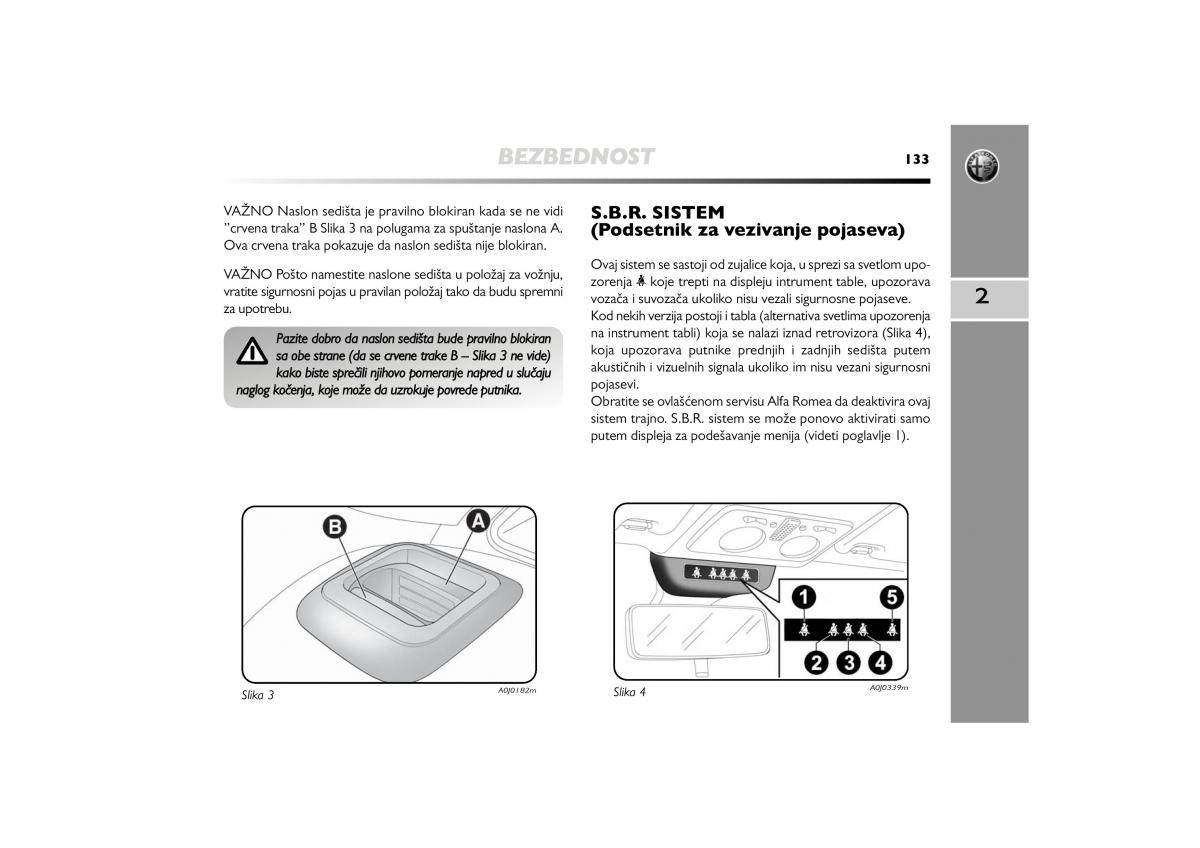 Alfa Romeo Mito vlasnicko uputstvo / page 134