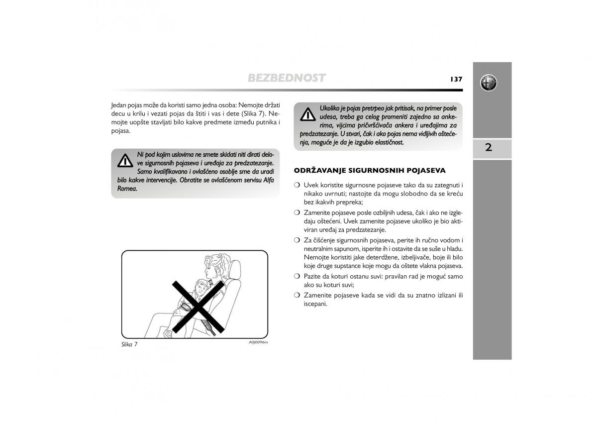 Alfa Romeo Mito vlasnicko uputstvo / page 138