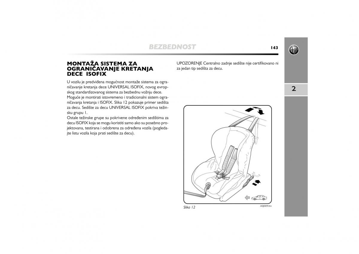 Alfa Romeo Mito vlasnicko uputstvo / page 144