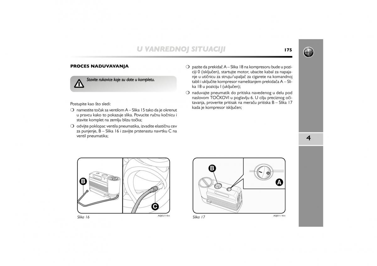 Alfa Romeo Mito vlasnicko uputstvo / page 176