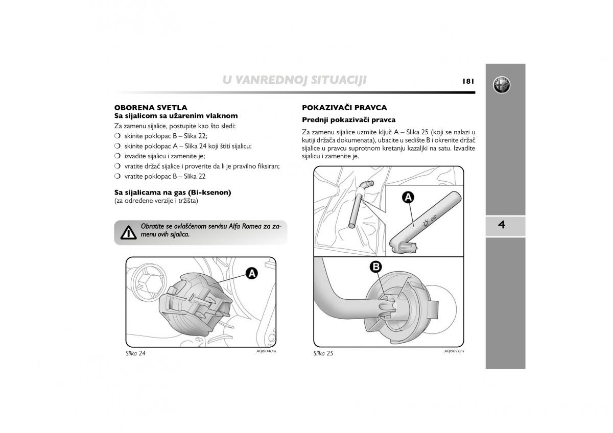 Alfa Romeo Mito vlasnicko uputstvo / page 182