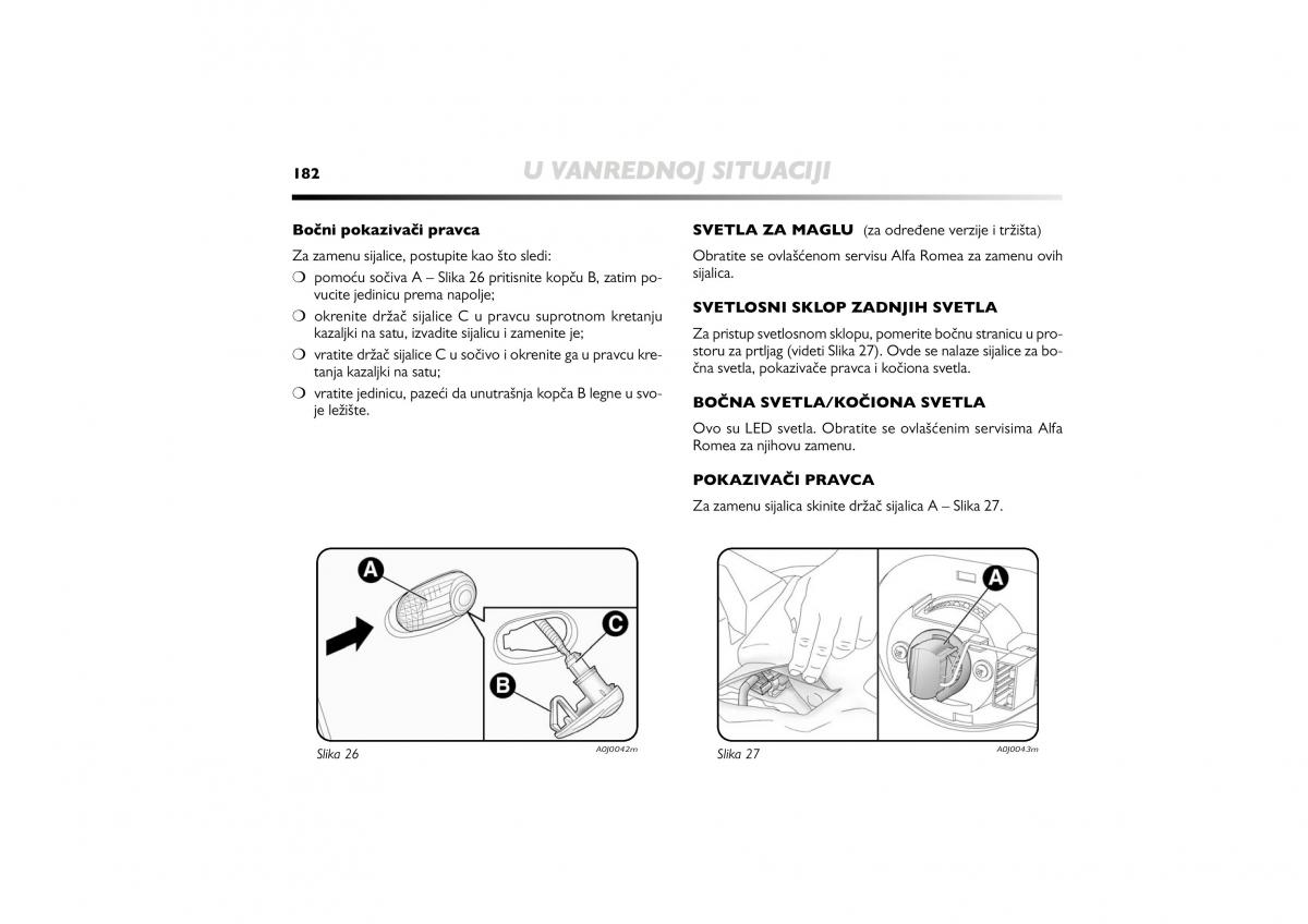 Alfa Romeo Mito vlasnicko uputstvo / page 183