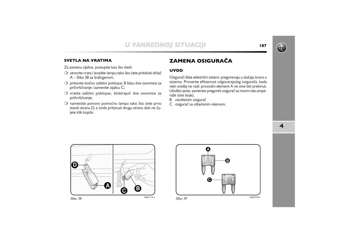 Alfa Romeo Mito vlasnicko uputstvo / page 188