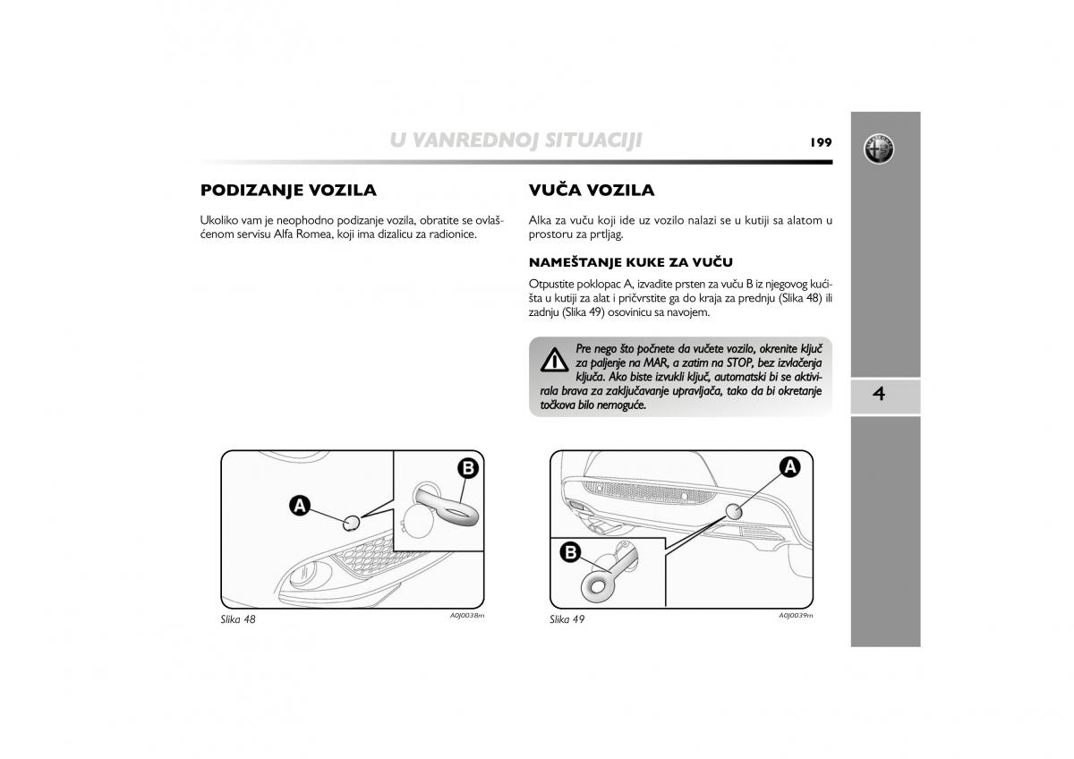 Alfa Romeo Mito vlasnicko uputstvo / page 200