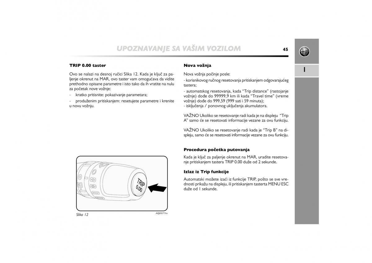 Alfa Romeo Mito vlasnicko uputstvo / page 46