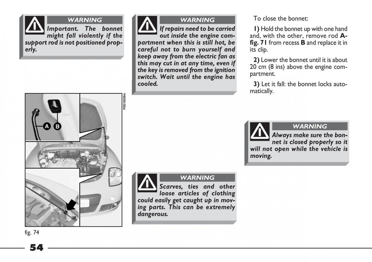 Fiat Barchetta owners manual / page 55