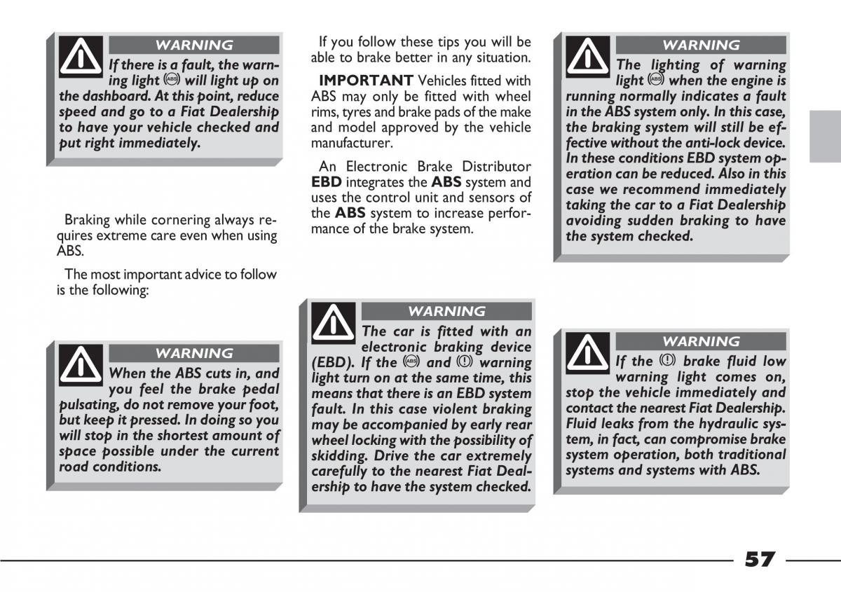 Fiat Barchetta owners manual / page 58