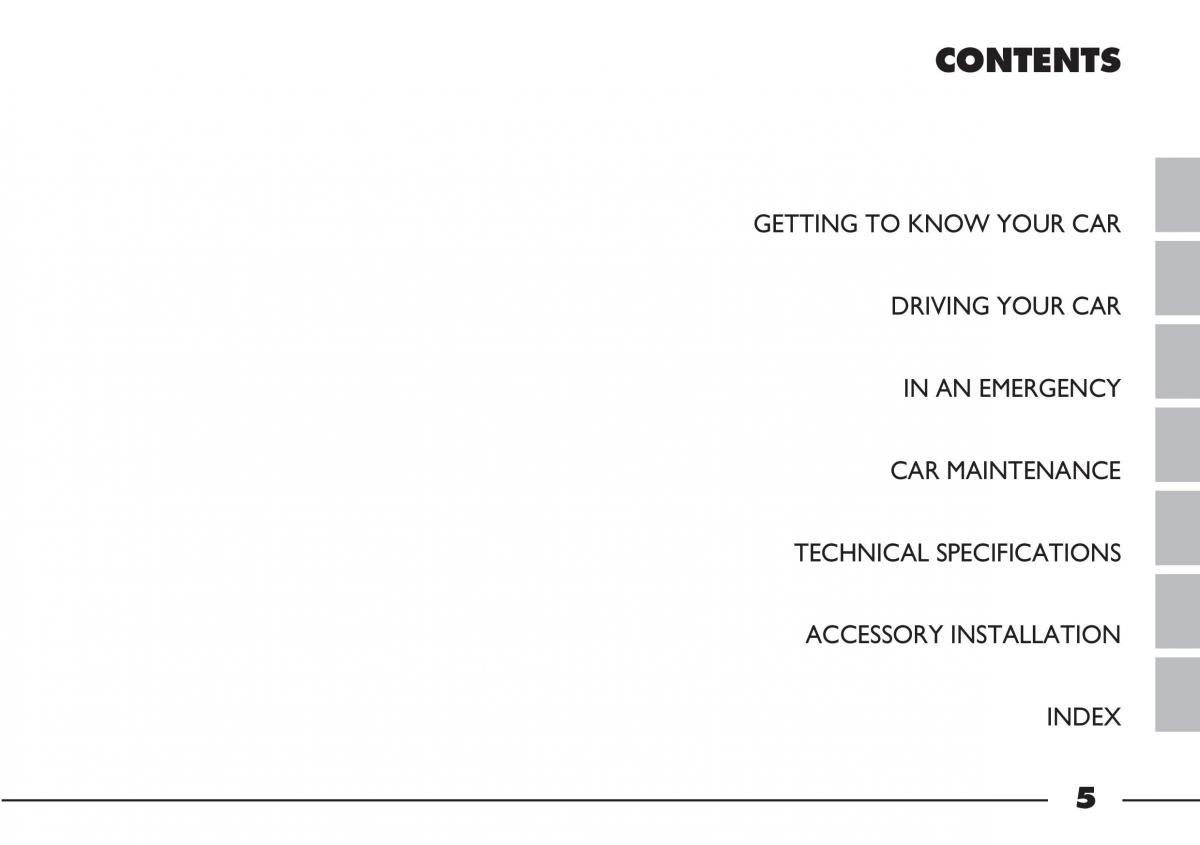 Fiat Barchetta owners manual / page 6