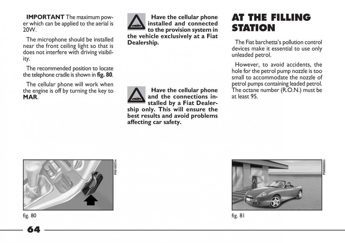 Fiat Barchetta owners manual / page 65