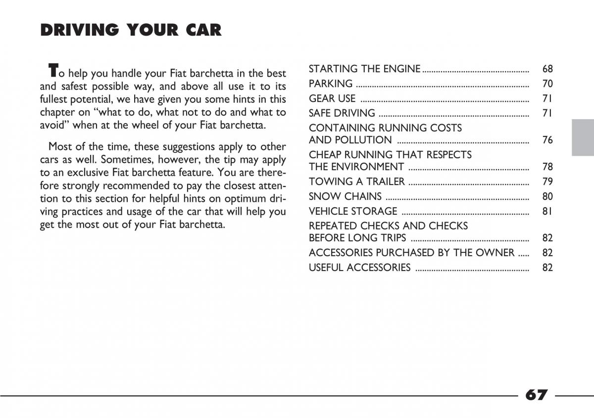 Fiat Barchetta owners manual / page 68