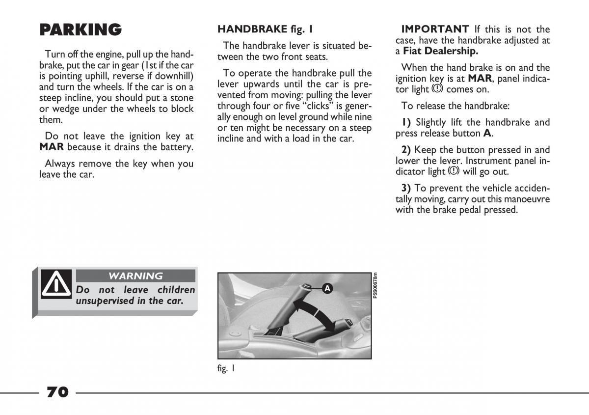 Fiat Barchetta owners manual / page 71