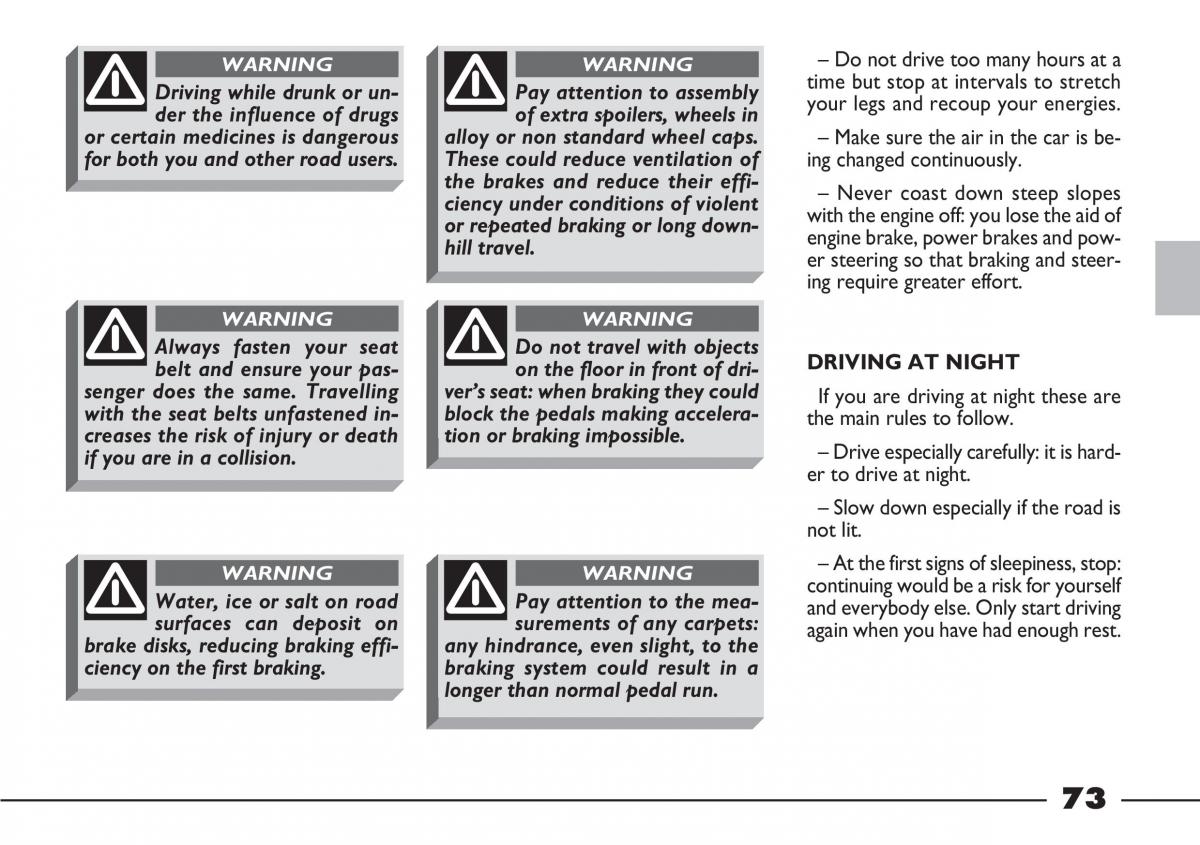 Fiat Barchetta owners manual / page 74