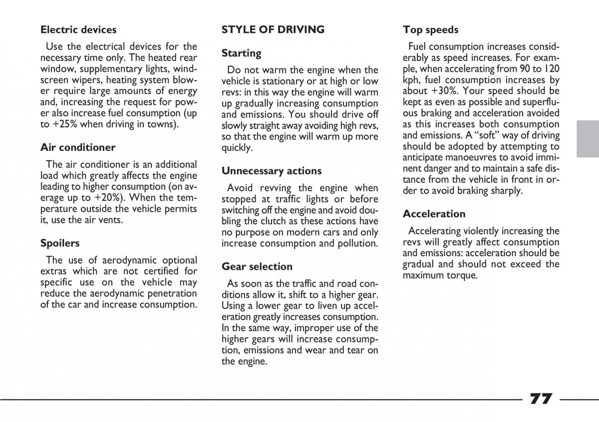 Fiat Barchetta owners manual / page 78