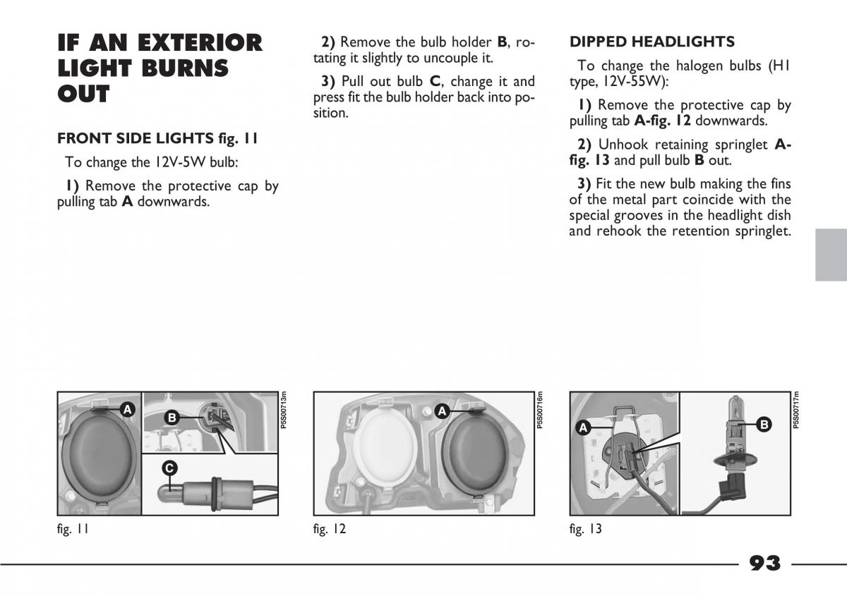 Fiat Barchetta owners manual / page 94