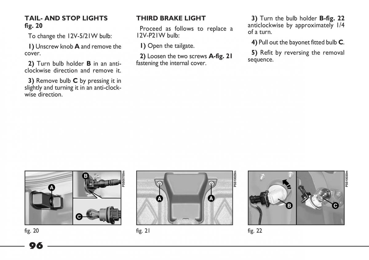 Fiat Barchetta owners manual / page 97