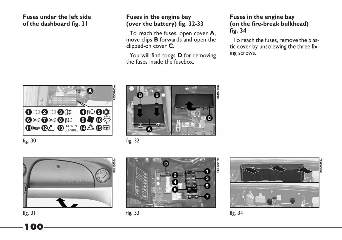 Fiat Barchetta owners manual / page 101