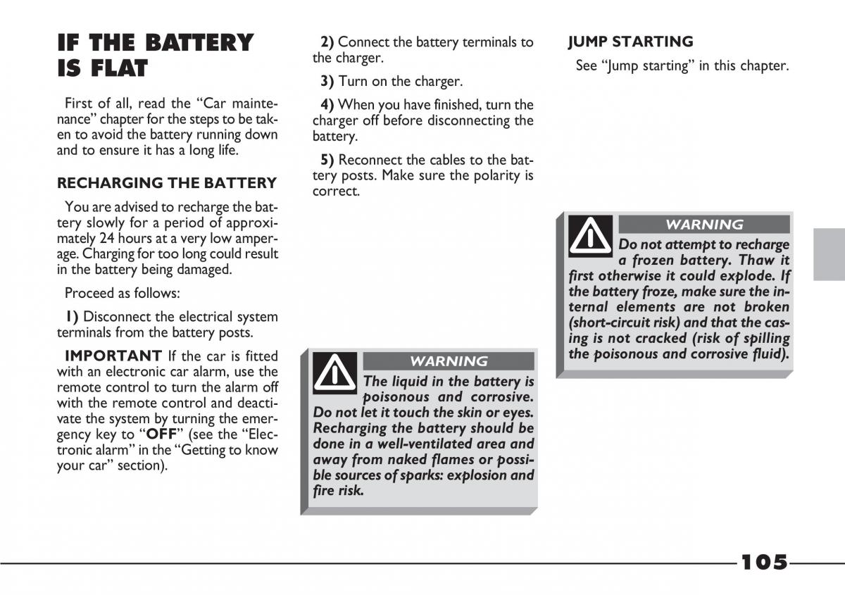 Fiat Barchetta owners manual / page 106