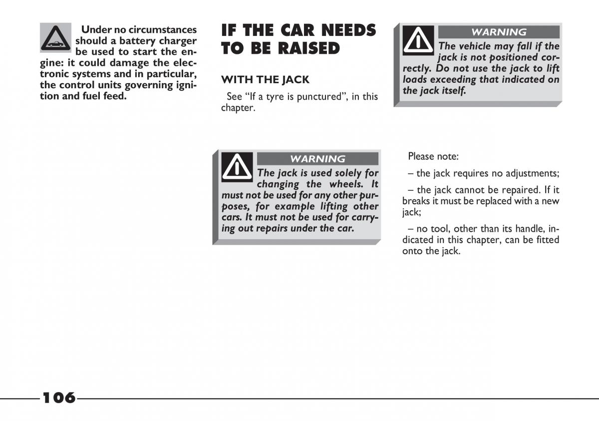 Fiat Barchetta owners manual / page 107