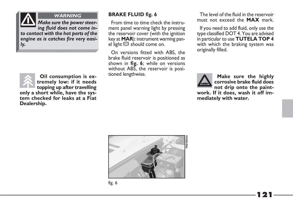 Fiat Barchetta owners manual / page 122