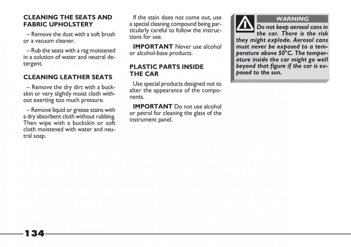 Fiat Barchetta owners manual / page 135