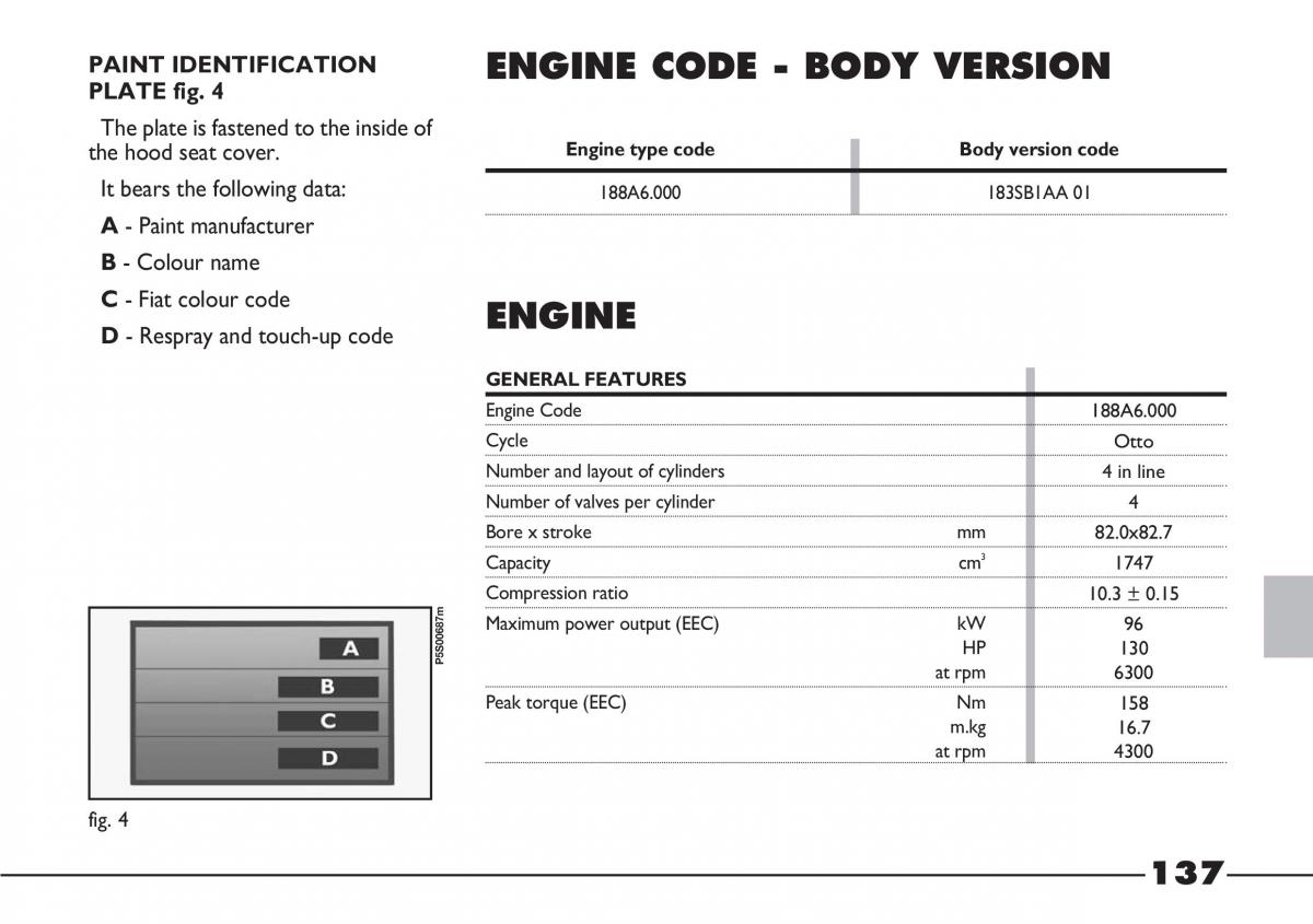 Fiat Barchetta owners manual / page 138