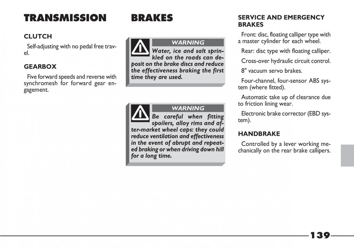 Fiat Barchetta owners manual / page 140