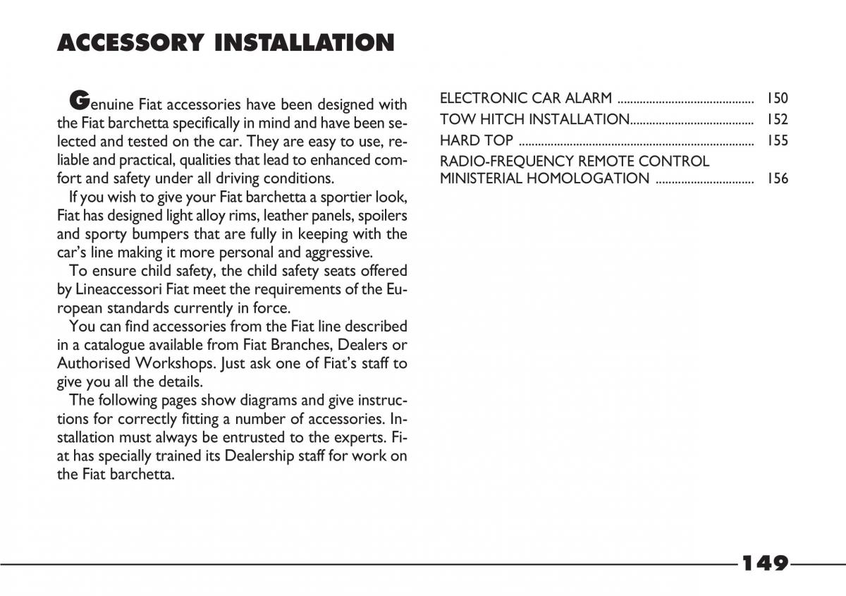 Fiat Barchetta owners manual / page 150