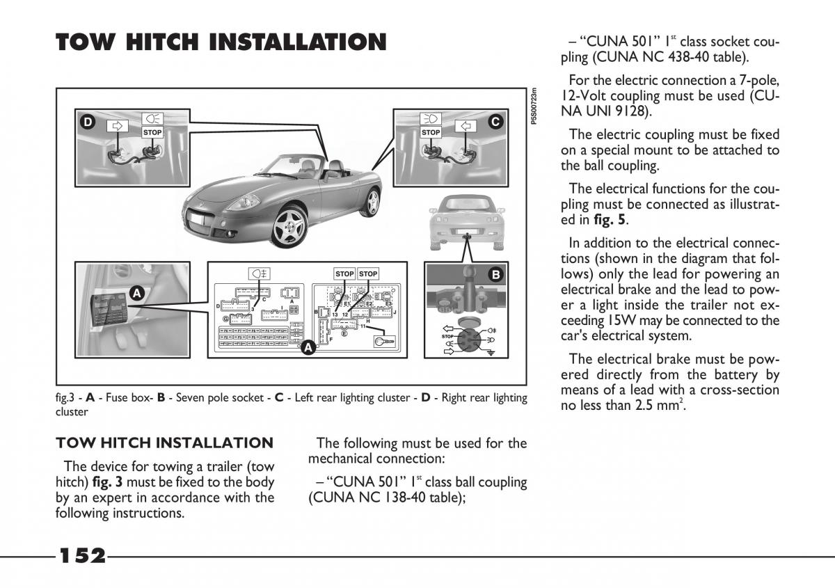 Fiat Barchetta owners manual / page 153