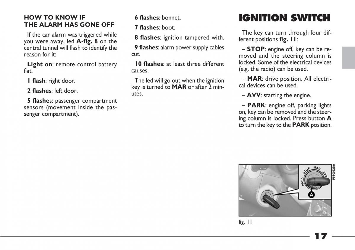 Fiat Barchetta owners manual / page 18