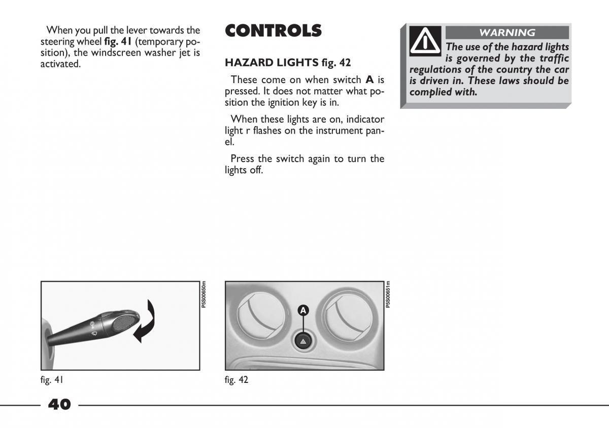 Fiat Barchetta owners manual / page 41