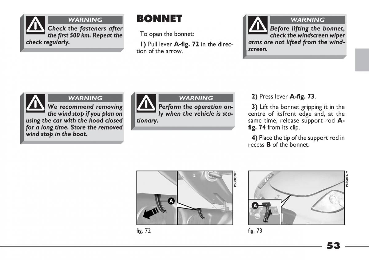 Fiat Barchetta owners manual / page 54