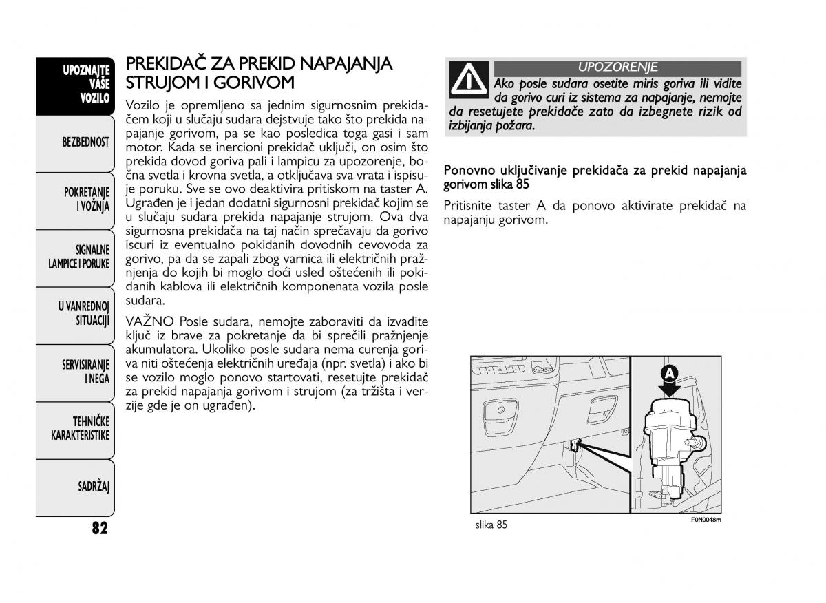 Fiat Ducato III 3 vlasnicko uputstvo / page 86