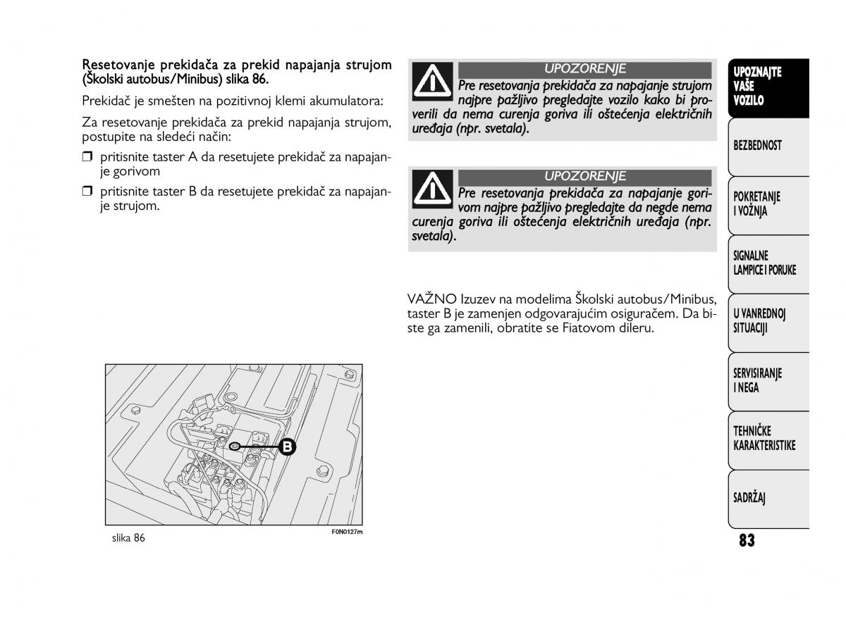 Fiat Ducato III 3 vlasnicko uputstvo / page 87