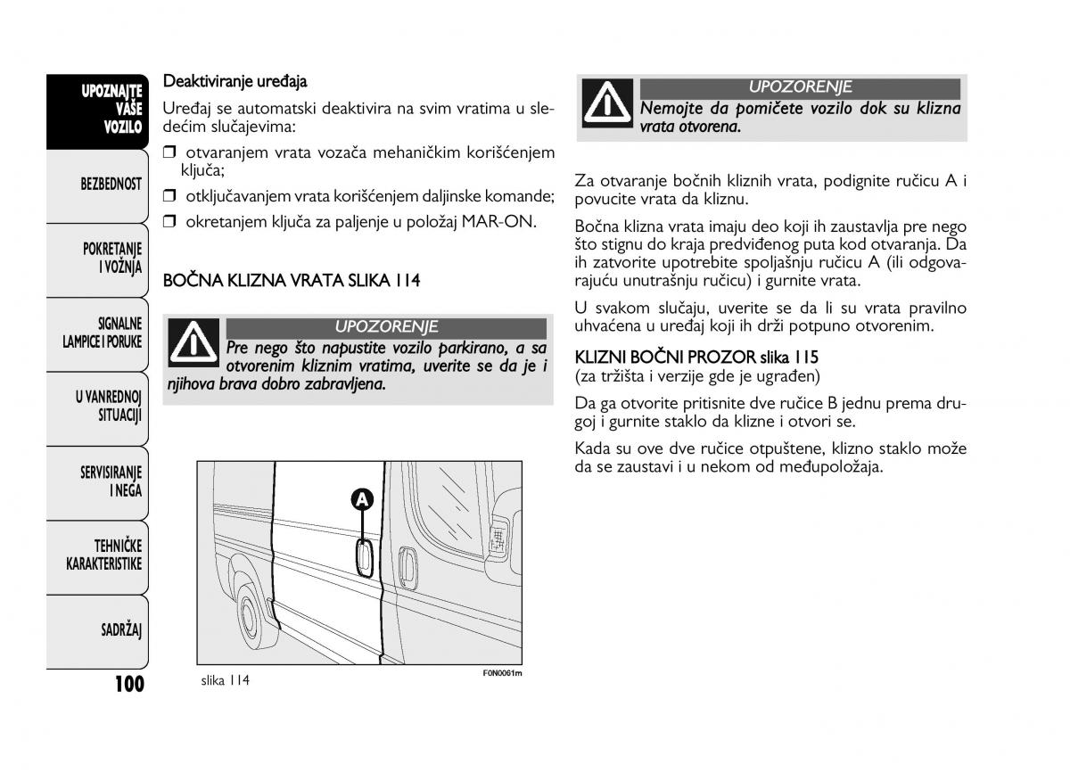 Fiat Ducato III 3 vlasnicko uputstvo / page 104