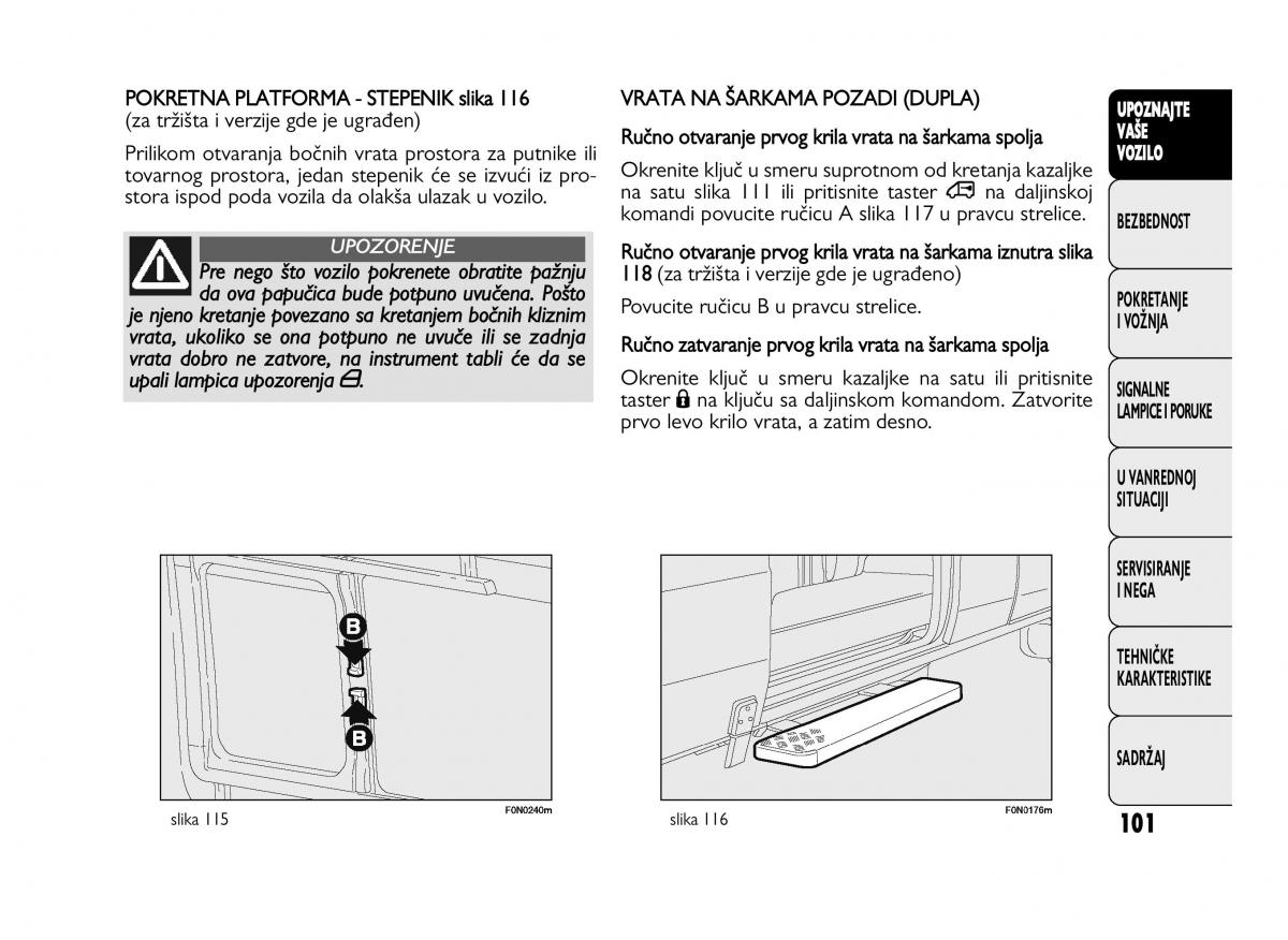 Fiat Ducato III 3 vlasnicko uputstvo / page 105