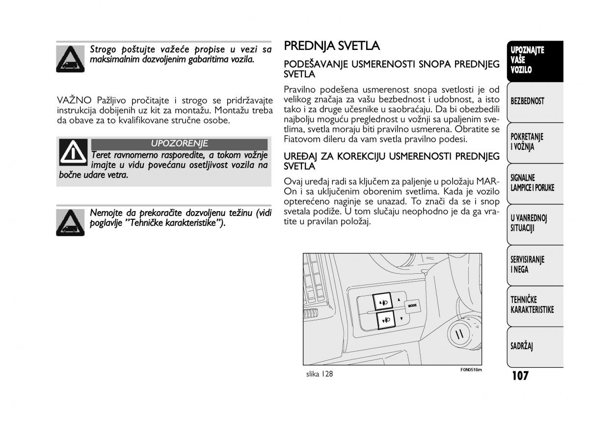 Fiat Ducato III 3 vlasnicko uputstvo / page 111