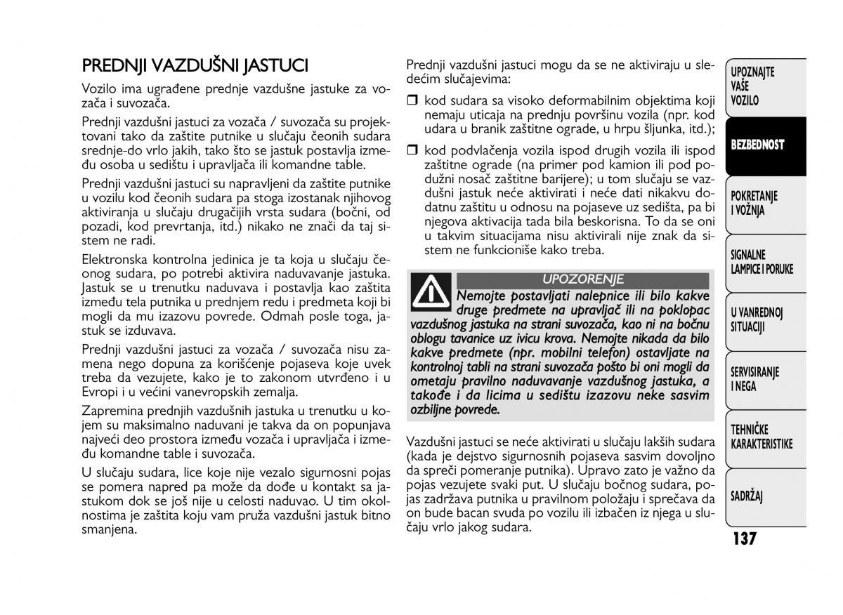 Fiat Ducato III 3 vlasnicko uputstvo / page 141