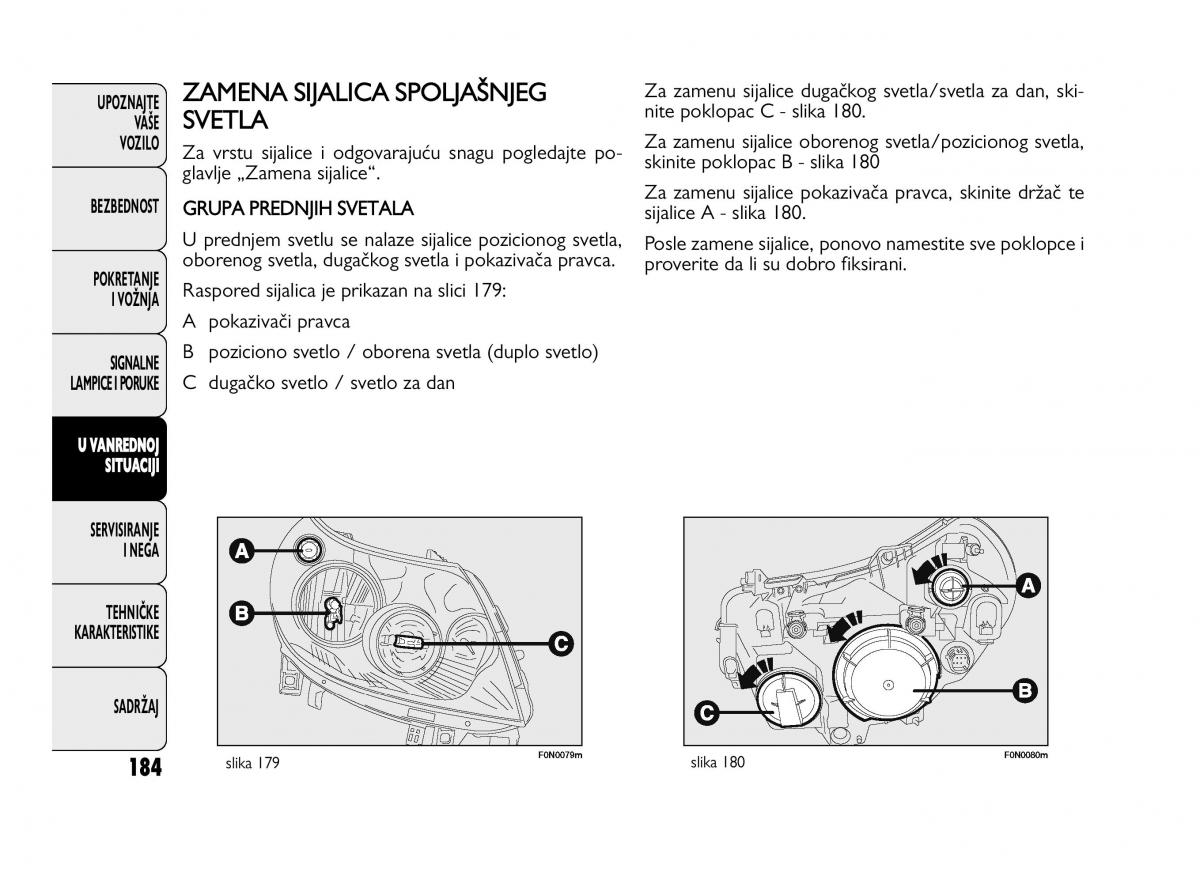 Fiat Ducato III 3 vlasnicko uputstvo / page 188