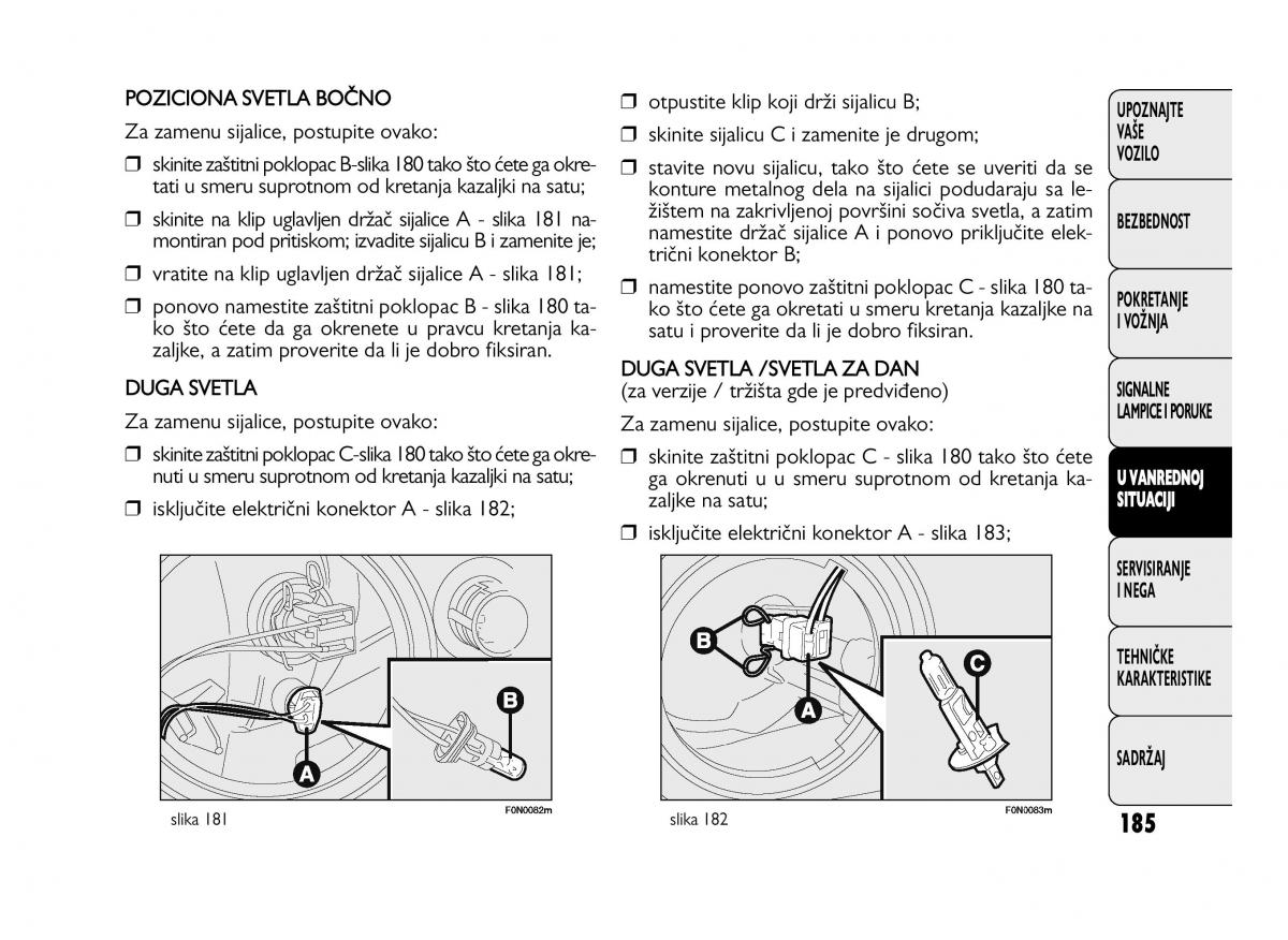 Fiat Ducato III 3 vlasnicko uputstvo / page 189