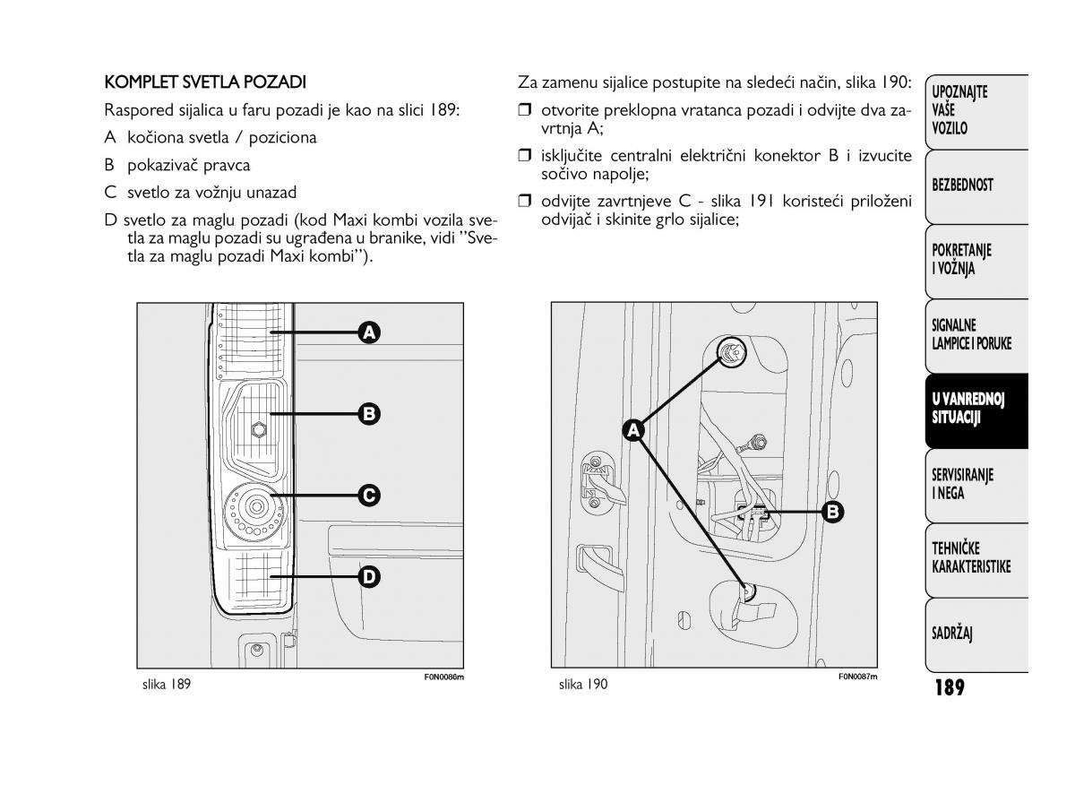 Fiat Ducato III 3 vlasnicko uputstvo / page 193