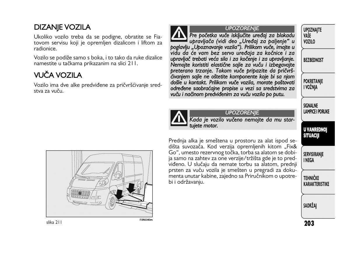 Fiat Ducato III 3 vlasnicko uputstvo / page 207