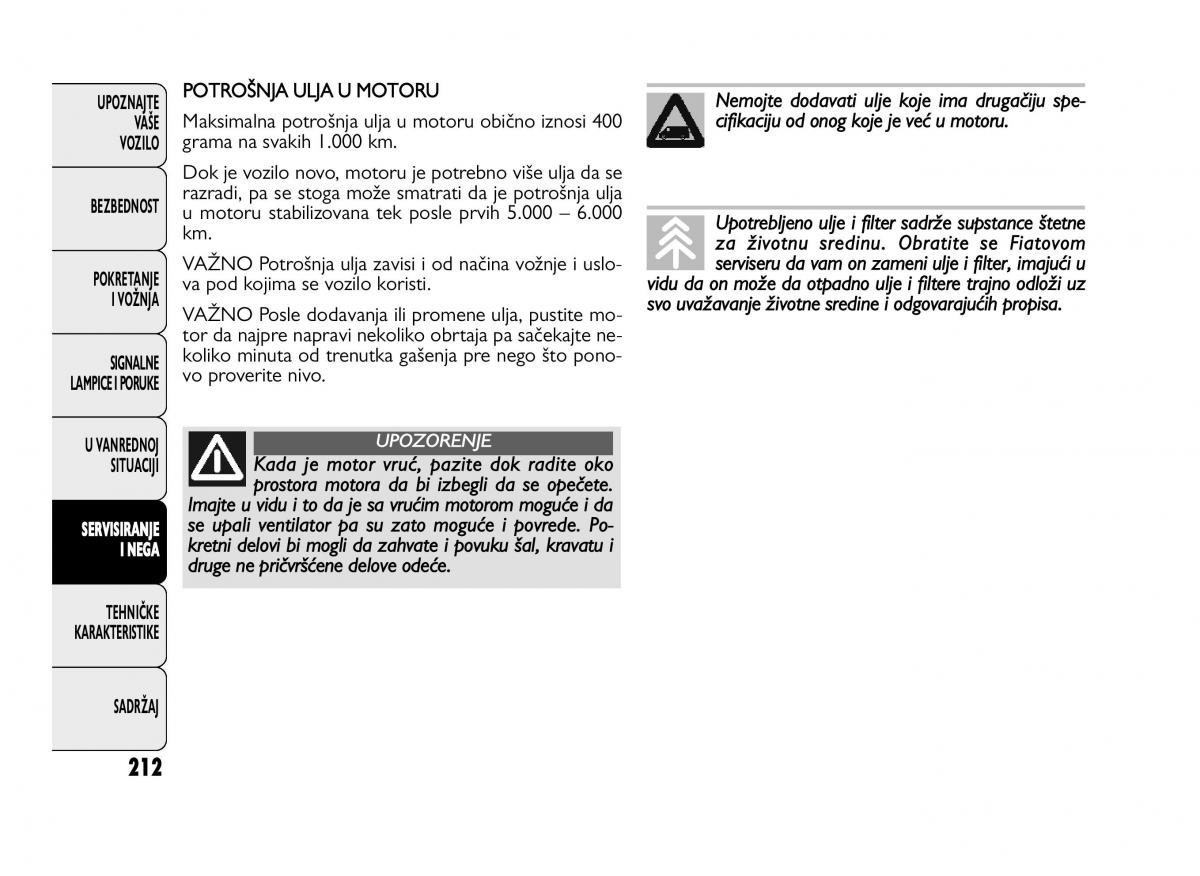 Fiat Ducato III 3 vlasnicko uputstvo / page 216