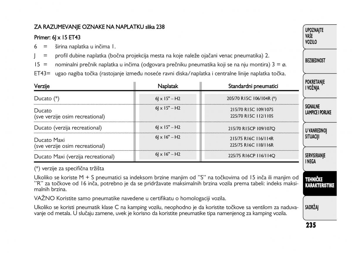 Fiat Ducato III 3 vlasnicko uputstvo / page 239