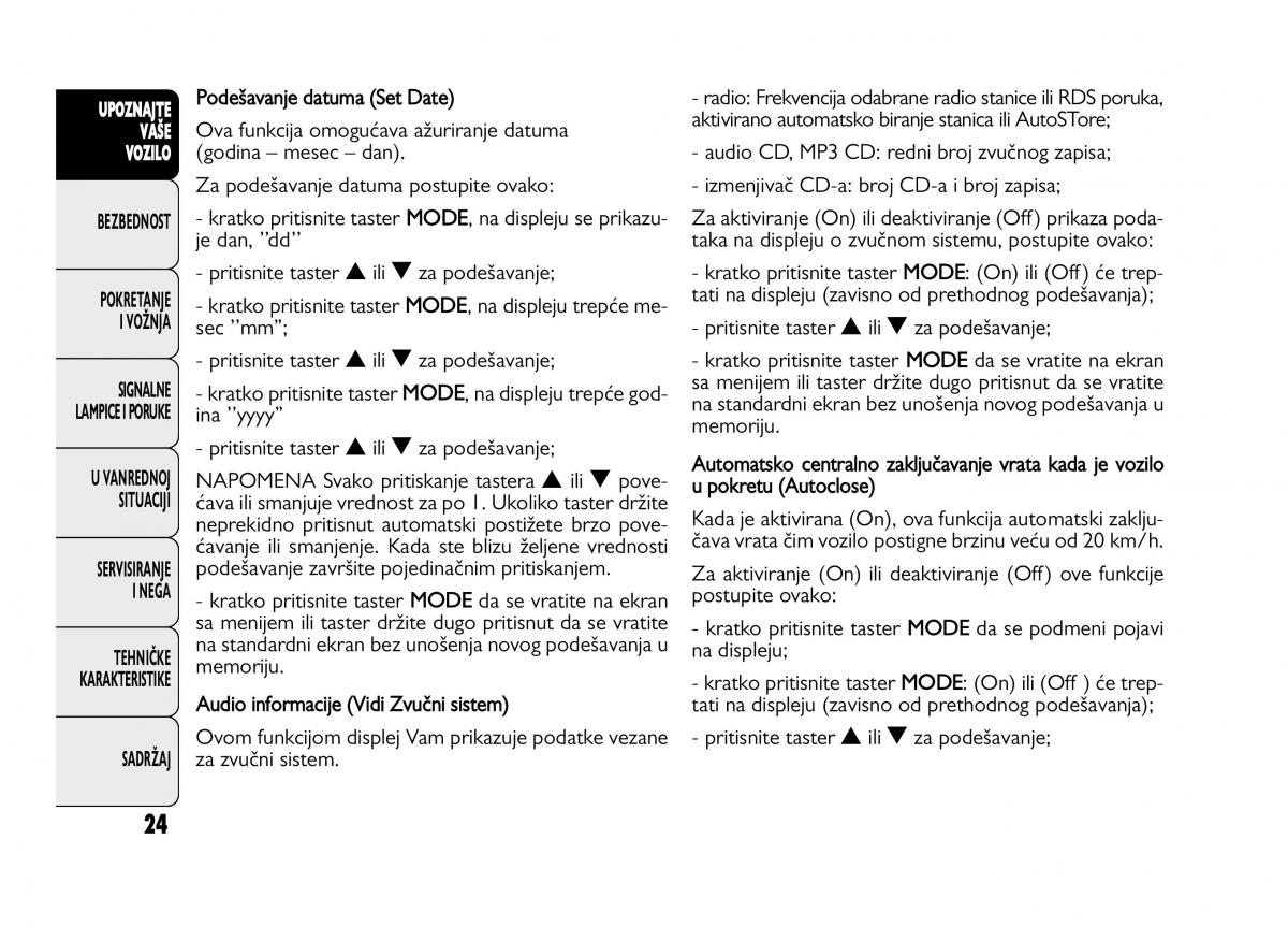 Fiat Ducato III 3 vlasnicko uputstvo / page 28