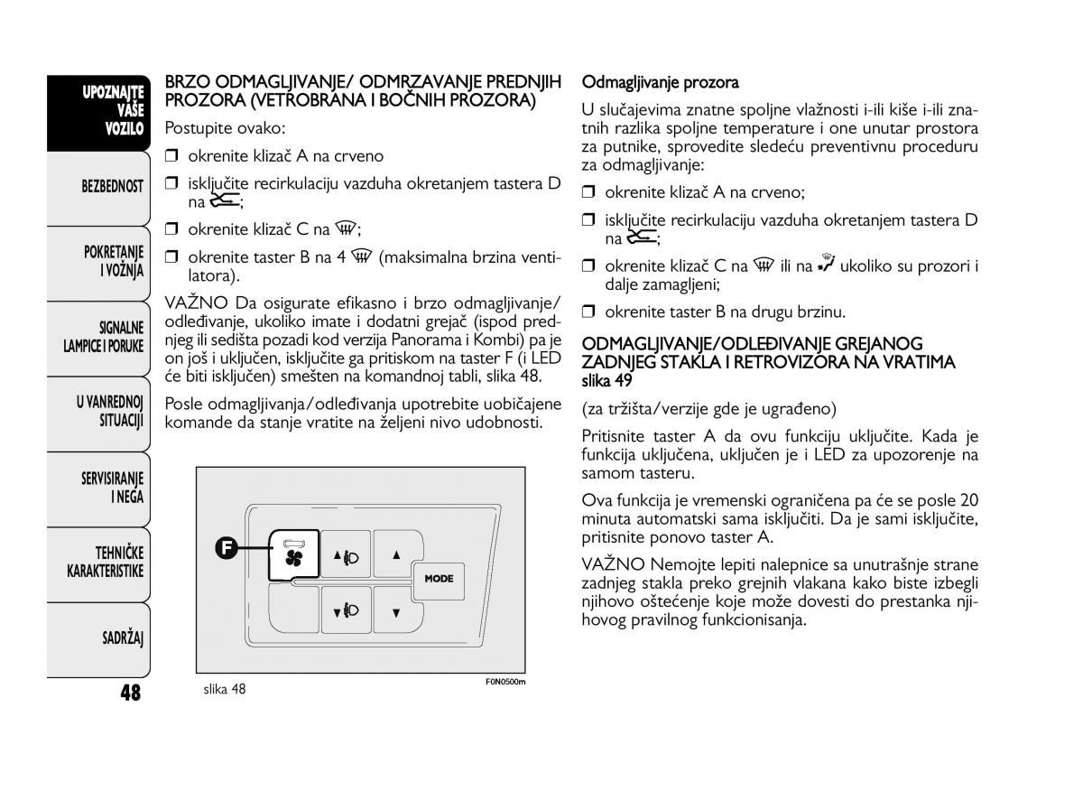 Fiat Ducato III 3 vlasnicko uputstvo / page 52