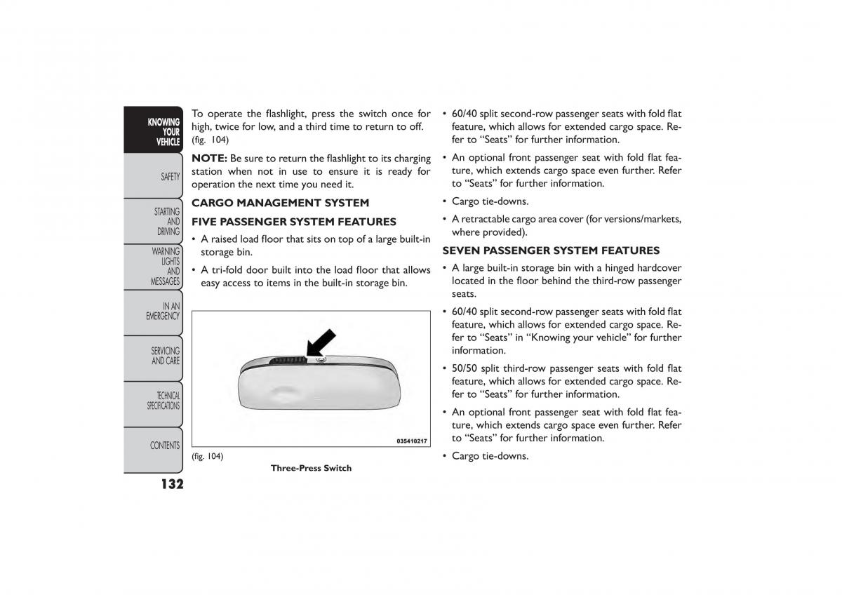 Fiat Freemont owners manual / page 138