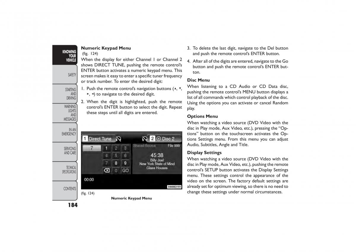 Fiat Freemont owners manual / page 190