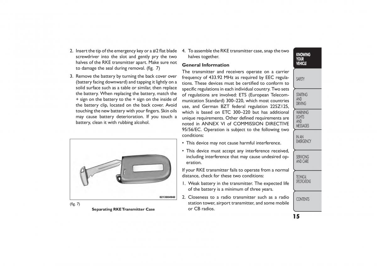 Fiat Freemont owners manual / page 21