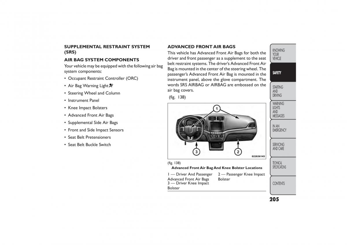 Fiat Freemont owners manual / page 211