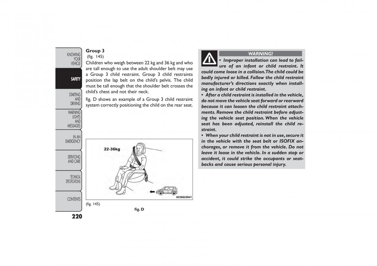 Fiat Freemont owners manual / page 226